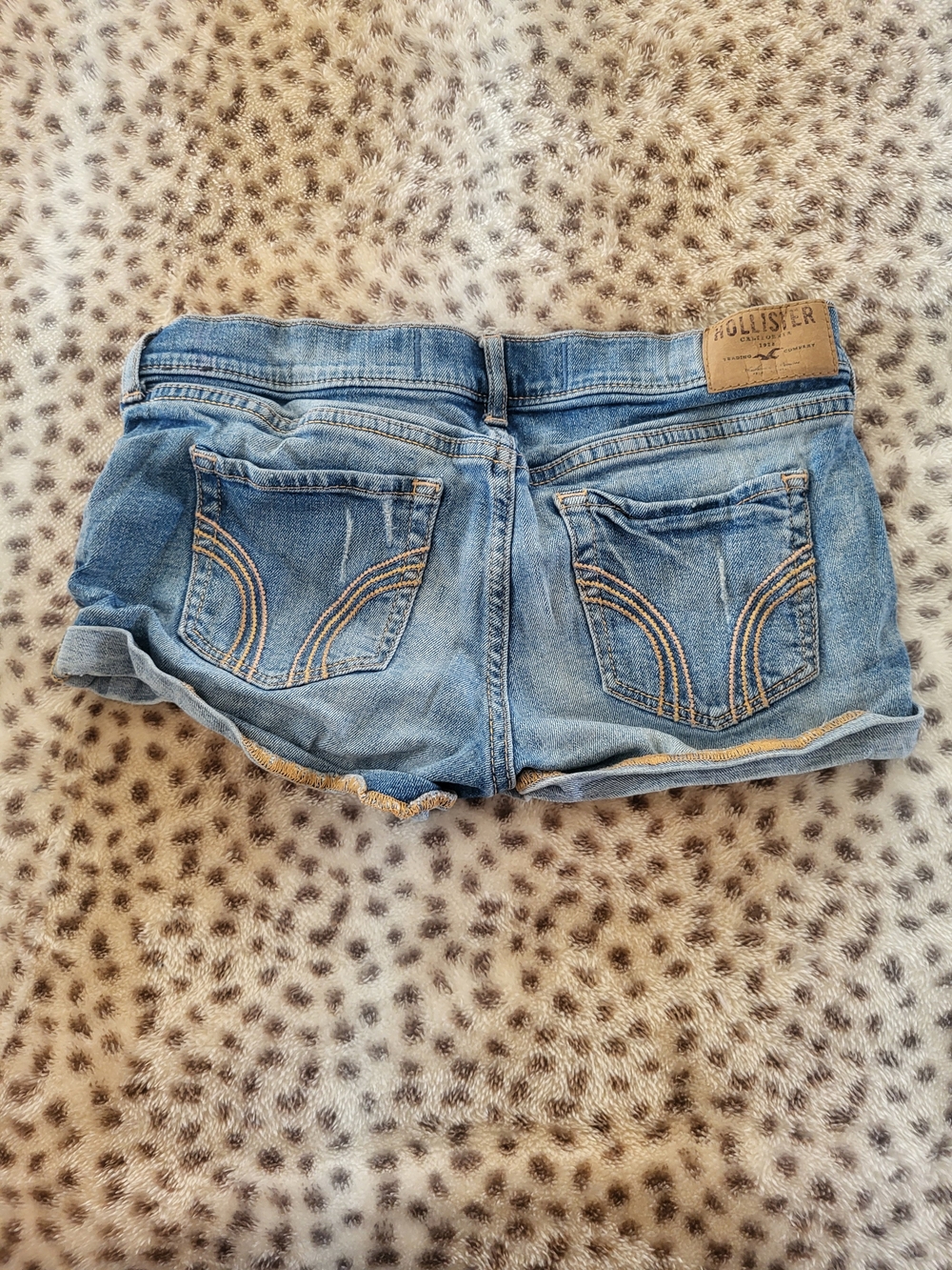 Hollister Blue Distressed Rolled Cuff Denim Shorts - Picture 8 of 8